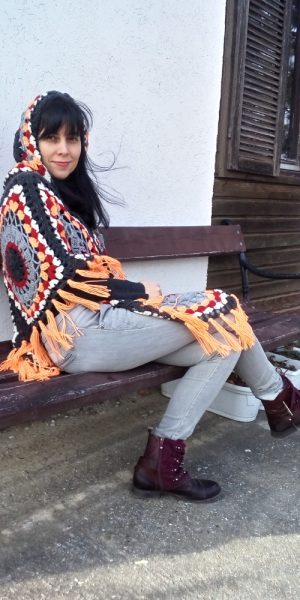 crochet patchwork poncho with hood free pattern