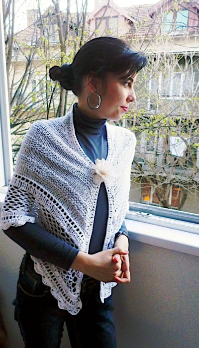 knit crochet white elegant shawl mexicana